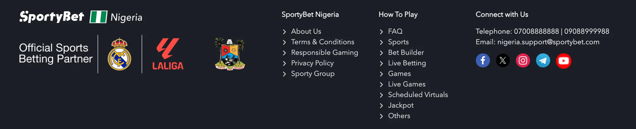 Sportybet Nigeria support contact details