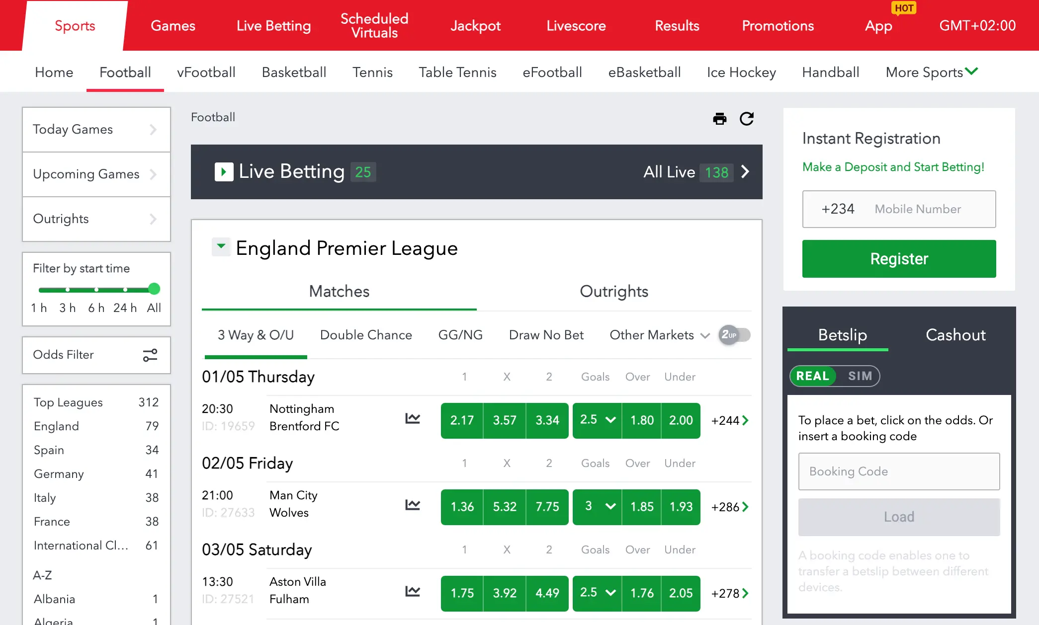 Football betting on Sportybet Nigeria